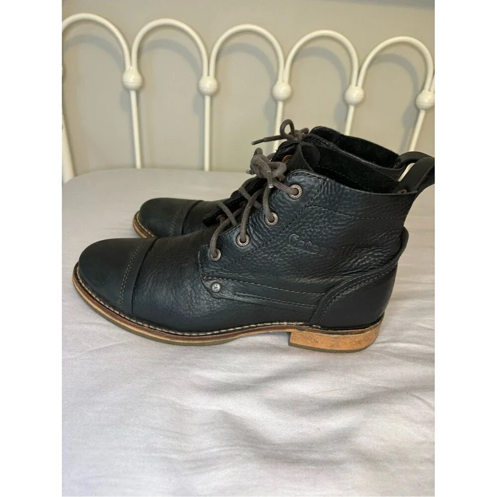 Caterpillar CAT Black Leather Cap Toe Lace Up Boots Men’s 10